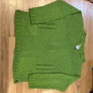 COPY - Green linen silk wool sweater with pockets France St.Patrick’s Day